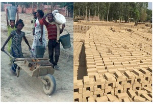 Child carrying bricks 